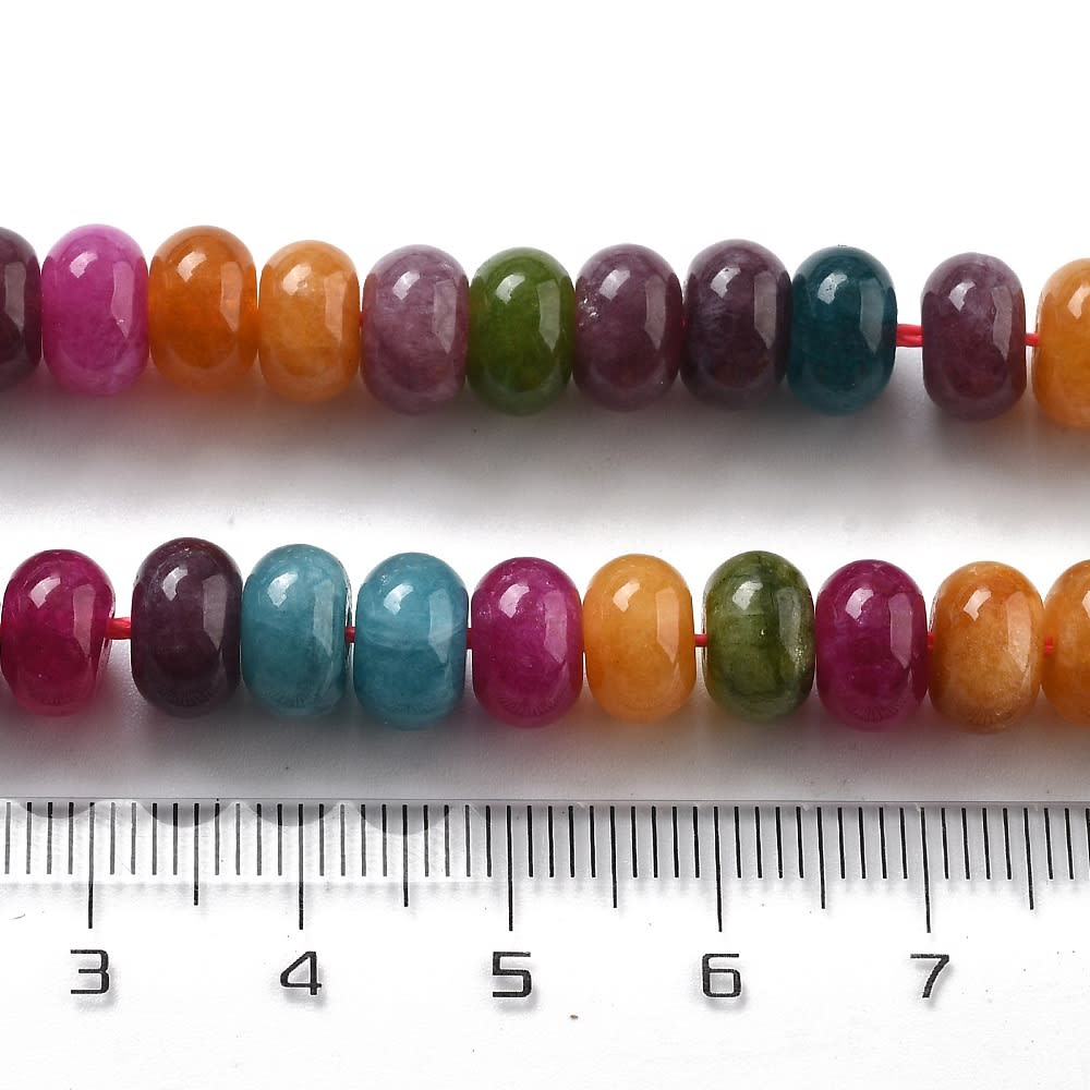 Sarta abalorios cuentas redonda plana 8x5 mm piedra jade / tira9