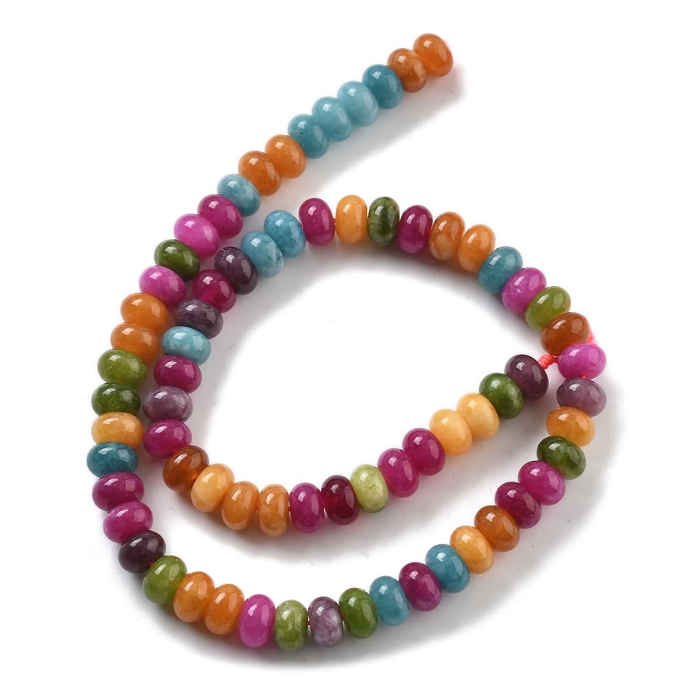 Sarta abalorios cuentas redonda plana 8x5 mm piedra jade / tira10