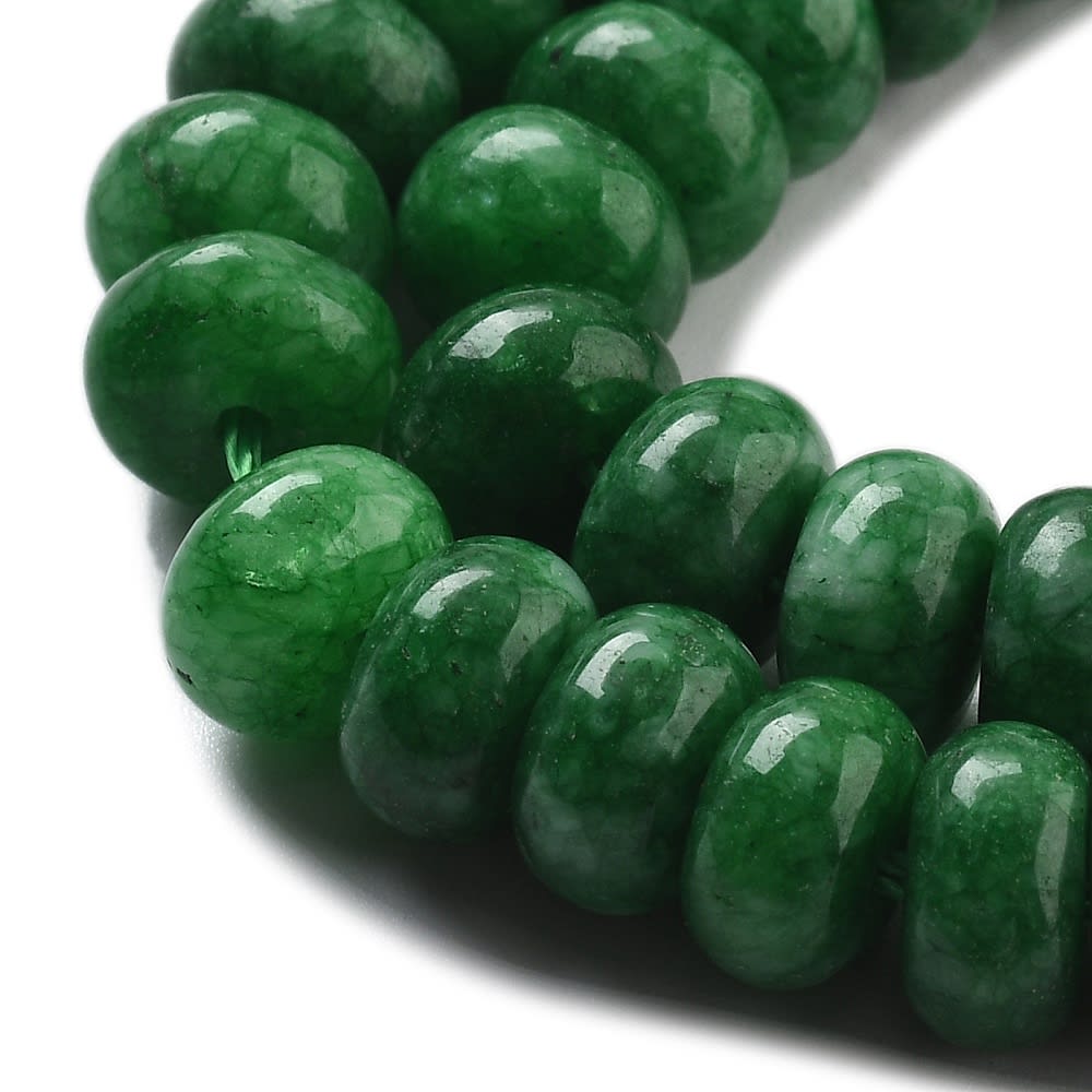 Sarta abalorios cuentas redonda plana 8x5 mm piedra jade / tira11