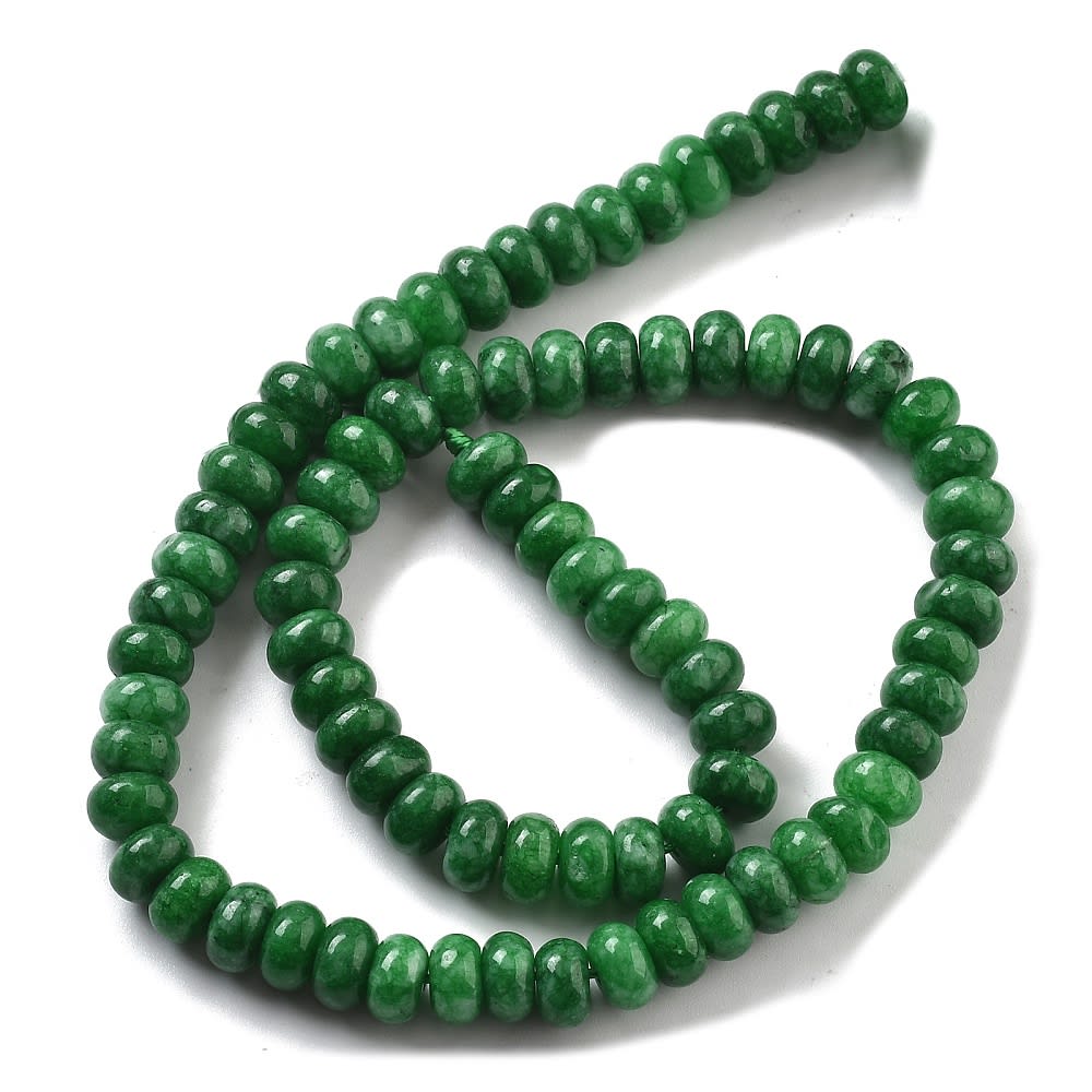 Sarta abalorios cuentas redonda plana 8x5 mm piedra jade / tira12