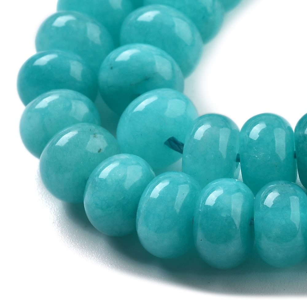 Sarta abalorios cuentas redonda plana 8x5 mm piedra jade / tira13