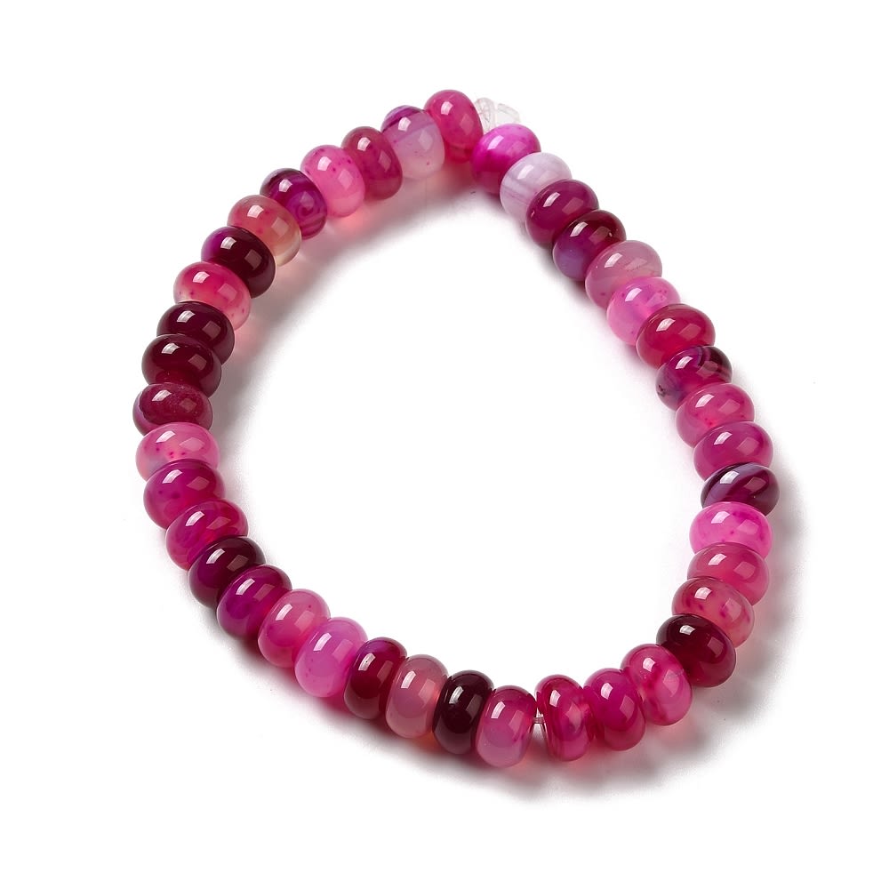 Sarta abalorios cuentas piedra agata redonda plana 8x5 mm / tira7