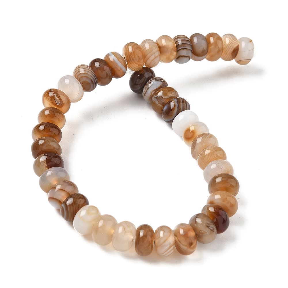 Sarta abalorios cuentas piedra agata redonda plana 8x5 mm / tira4