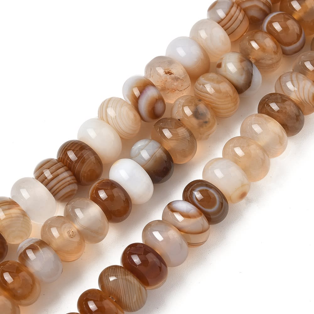 Sarta abalorios cuentas piedra agata redonda plana 8x5 mm / tira5