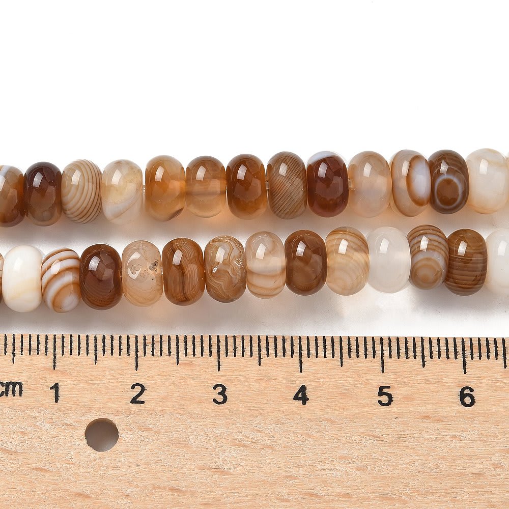 Sarta abalorios cuentas piedra agata redonda plana 8x5 mm / tira6