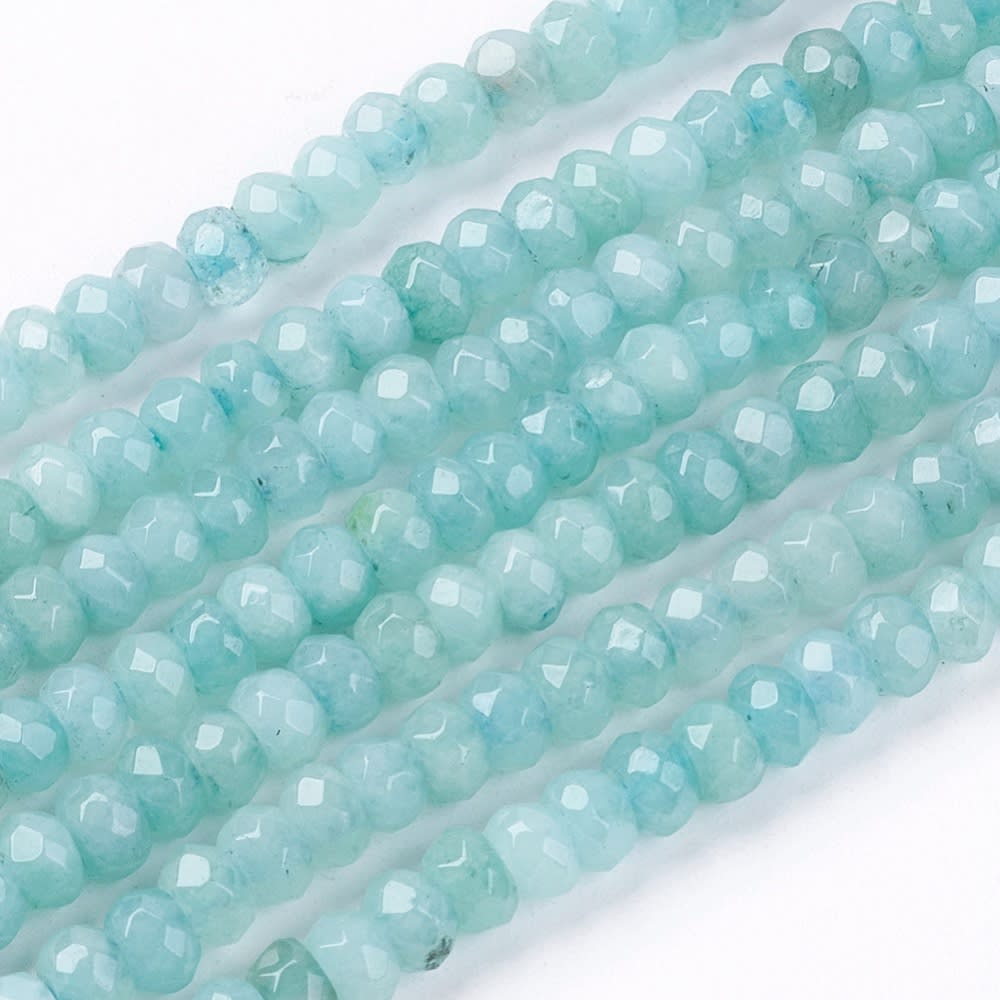 Sarta abalorios cuentas redonda plana 4x2 mm piedra jade / tira3