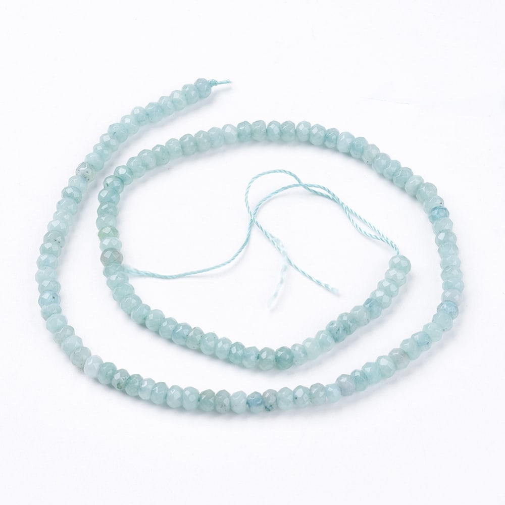 Sarta abalorios cuentas redonda plana 4x2 mm piedra jade / tira2