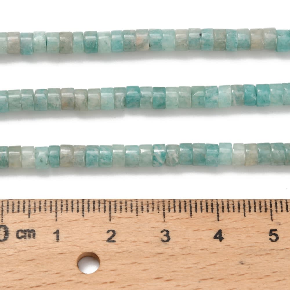 Cuenta amazonita forma disco 4x2 mm / tira3