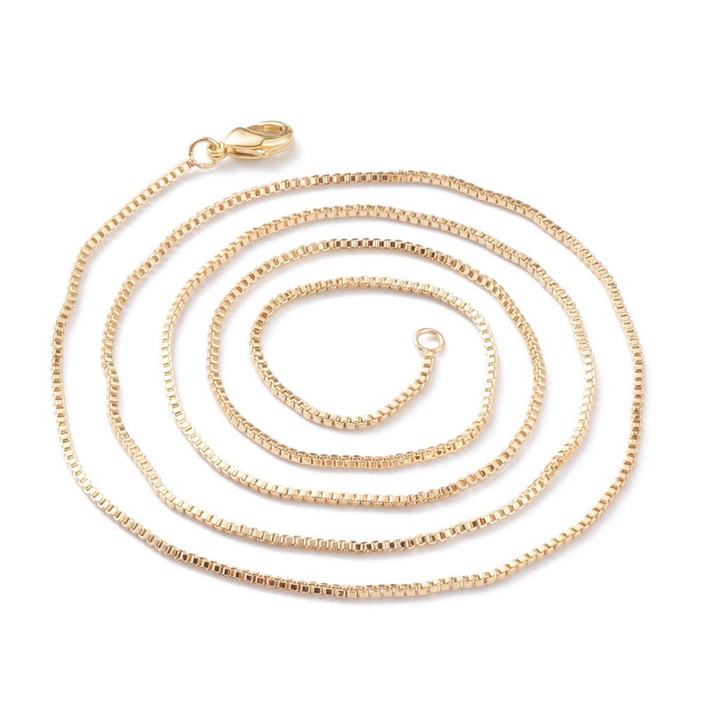 Cadena armada 60 cm tejido veneciana 1 mm baño oro / unidad2