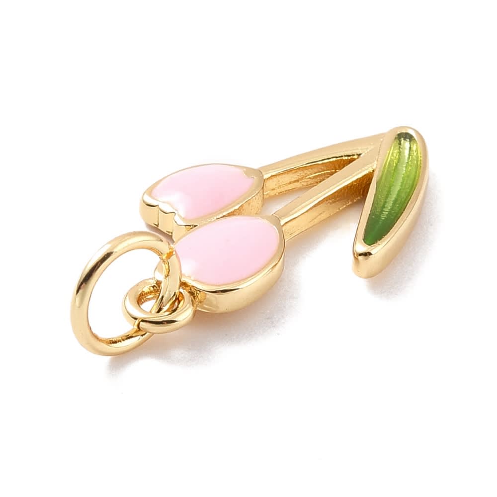 Dije colgante esmaltado flor tulipán 19 mm baño de oro / unidad3
