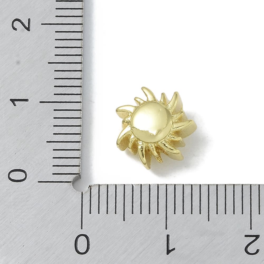 Dije pasador sol 9.5 mm verano baño oro / unidad3