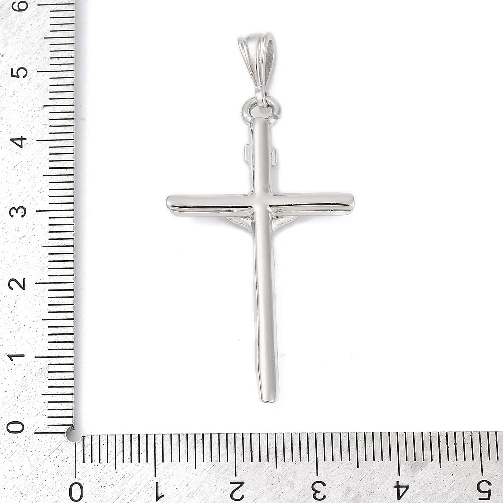 Dije colgante maxi cruz cristo 43.5 mm baño oro platino / unidad4