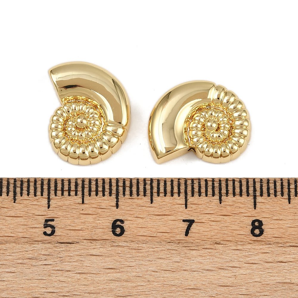 Dije pasador caracol mar 15 mm baño oro / unidad2