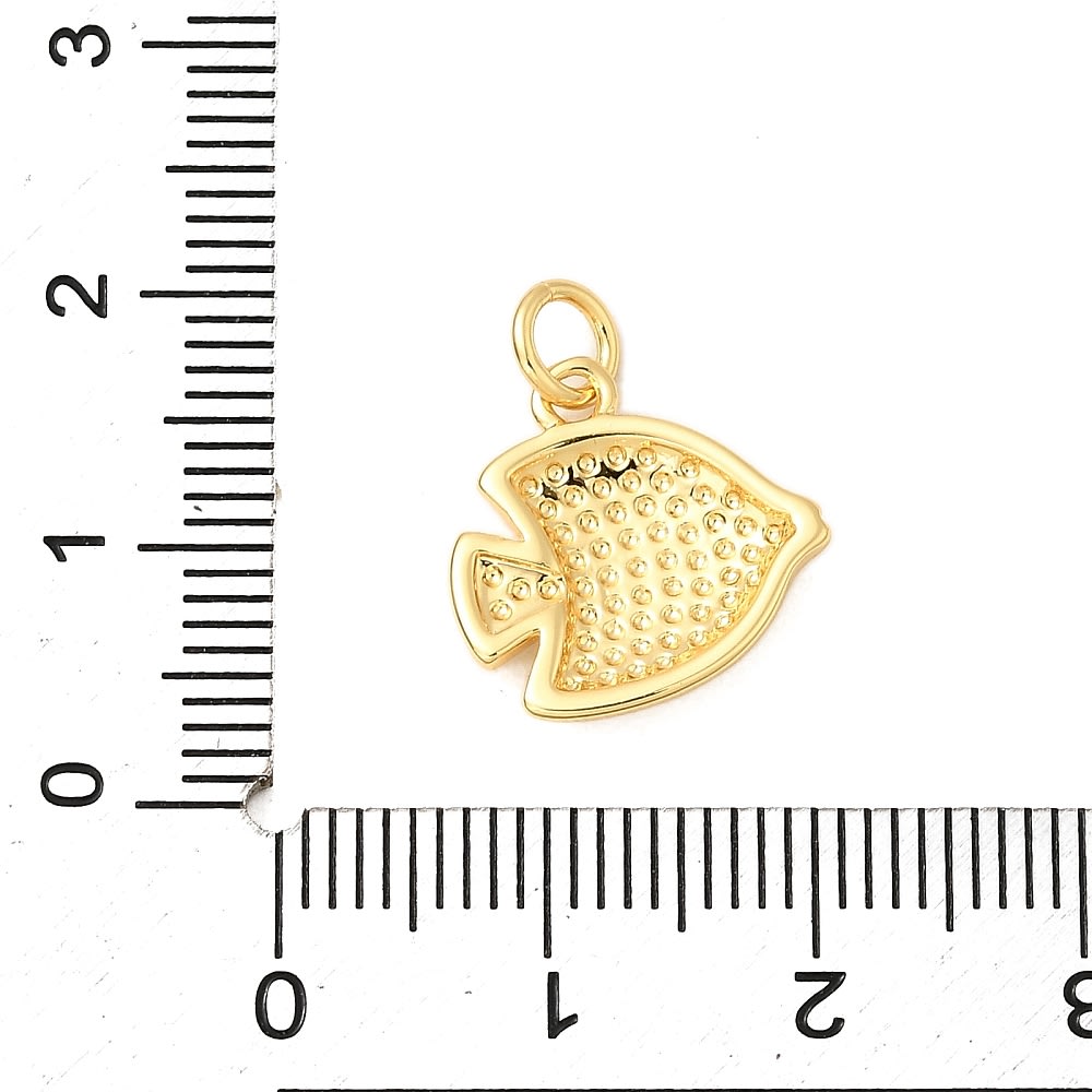 Dije colgante pez ángel 14 mm baño oro / unidad3