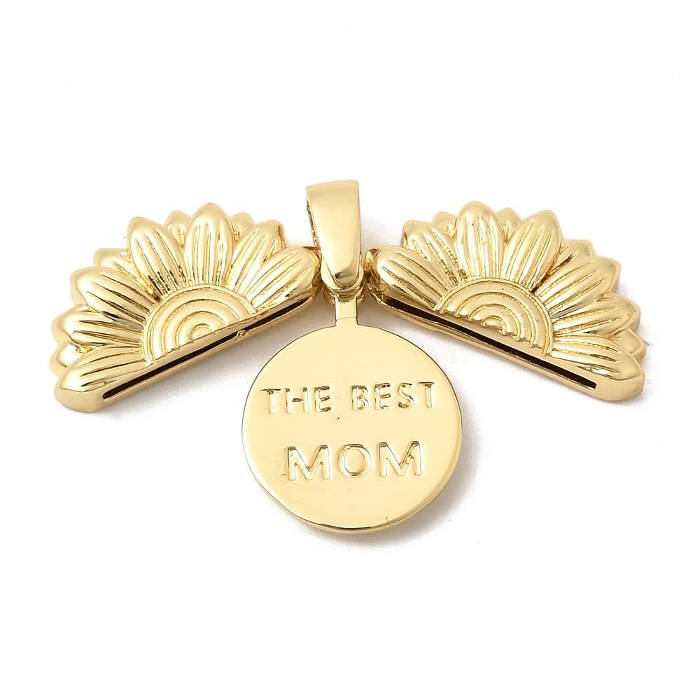 Dije colgante flor abierta mamá mom 20 mm baño de oro / unidad1