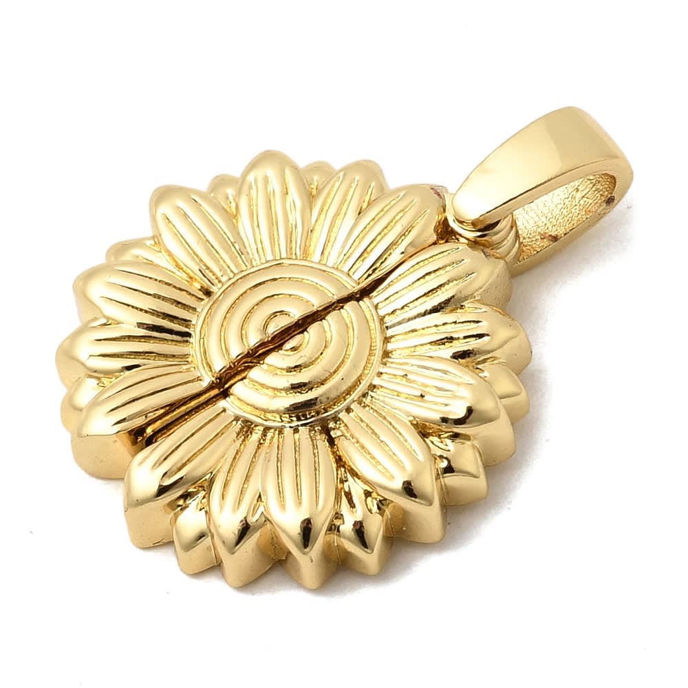 Dije colgante flor abierta mamá mom 20 mm baño de oro / unidad2