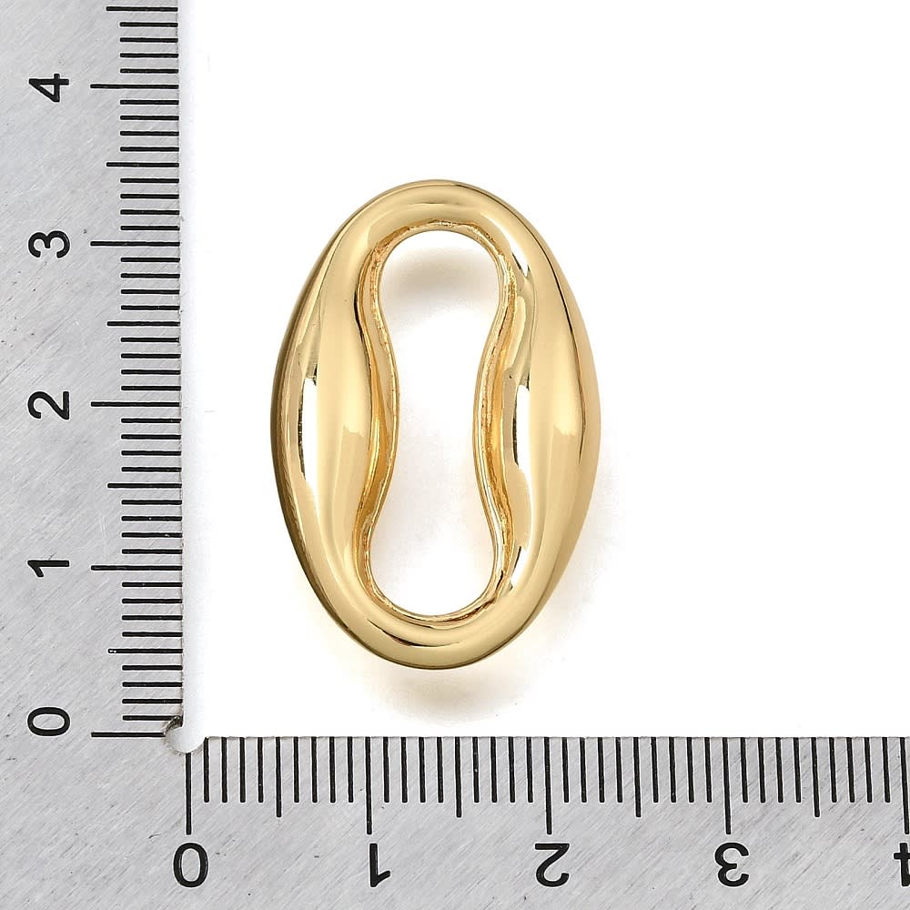 Dije conector óvalo flow 30 mm baño de oro / unidad3