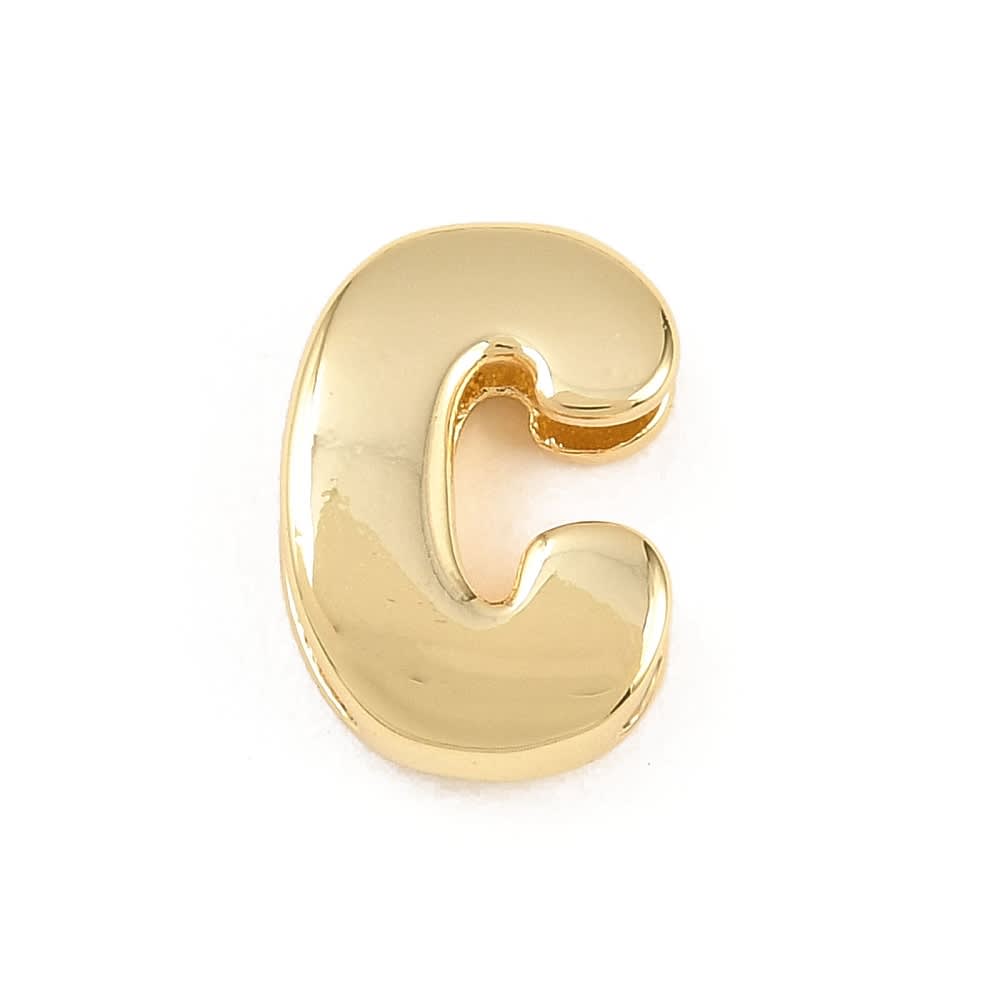 Letras pasadoras orificio grande 15 mm baño de oro / unidad4