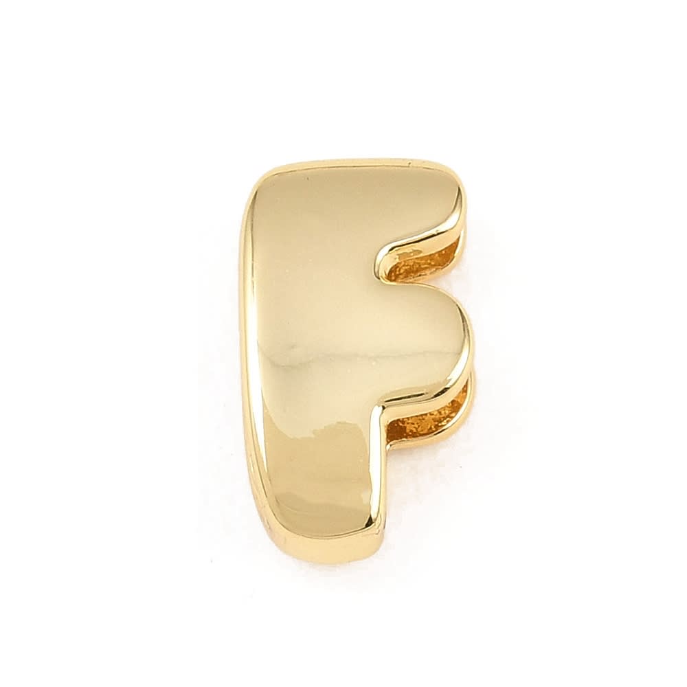 Letras pasadoras orificio grande 15 mm baño de oro / unidad8