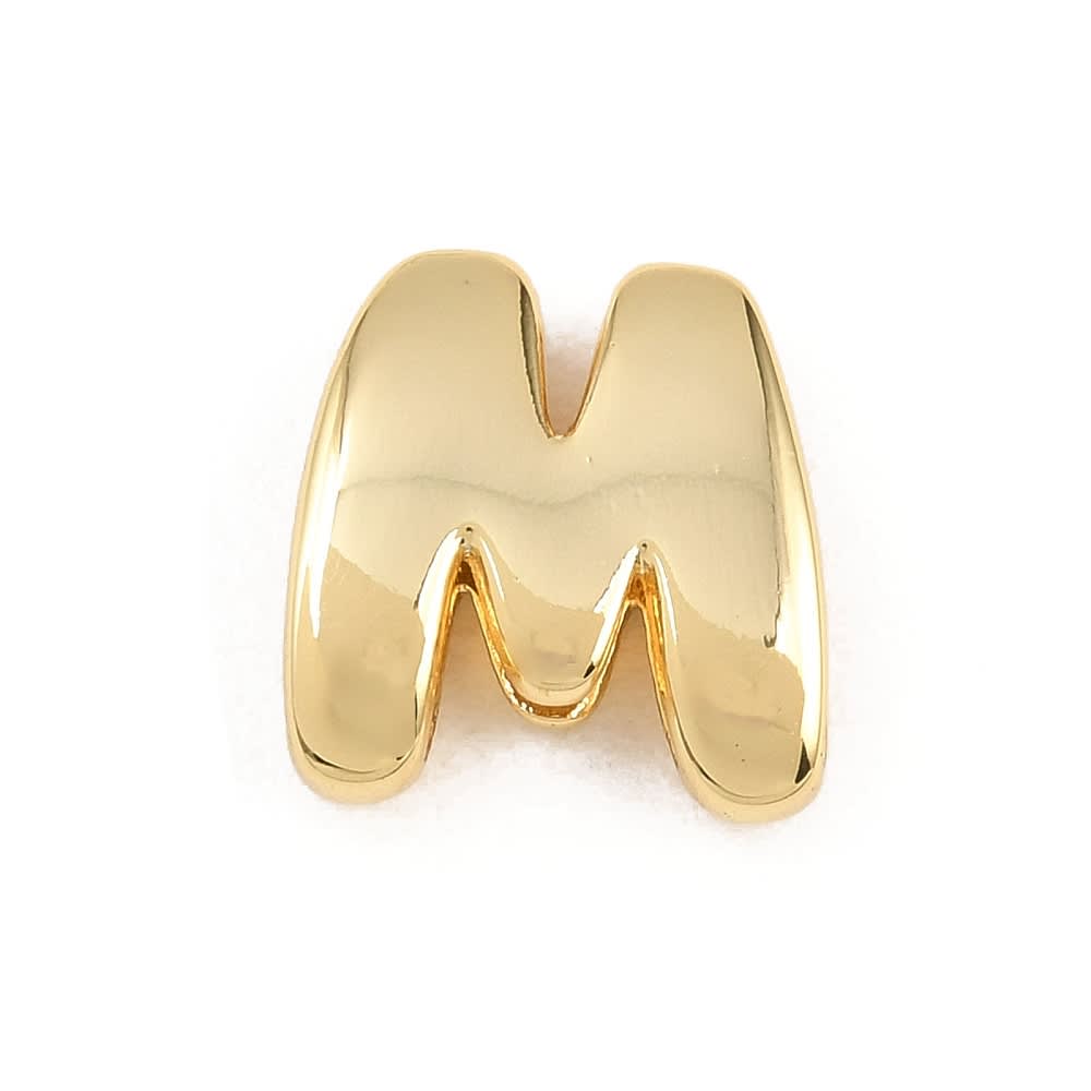 Letras pasadoras orificio grande 15 mm baño de oro / unidad15