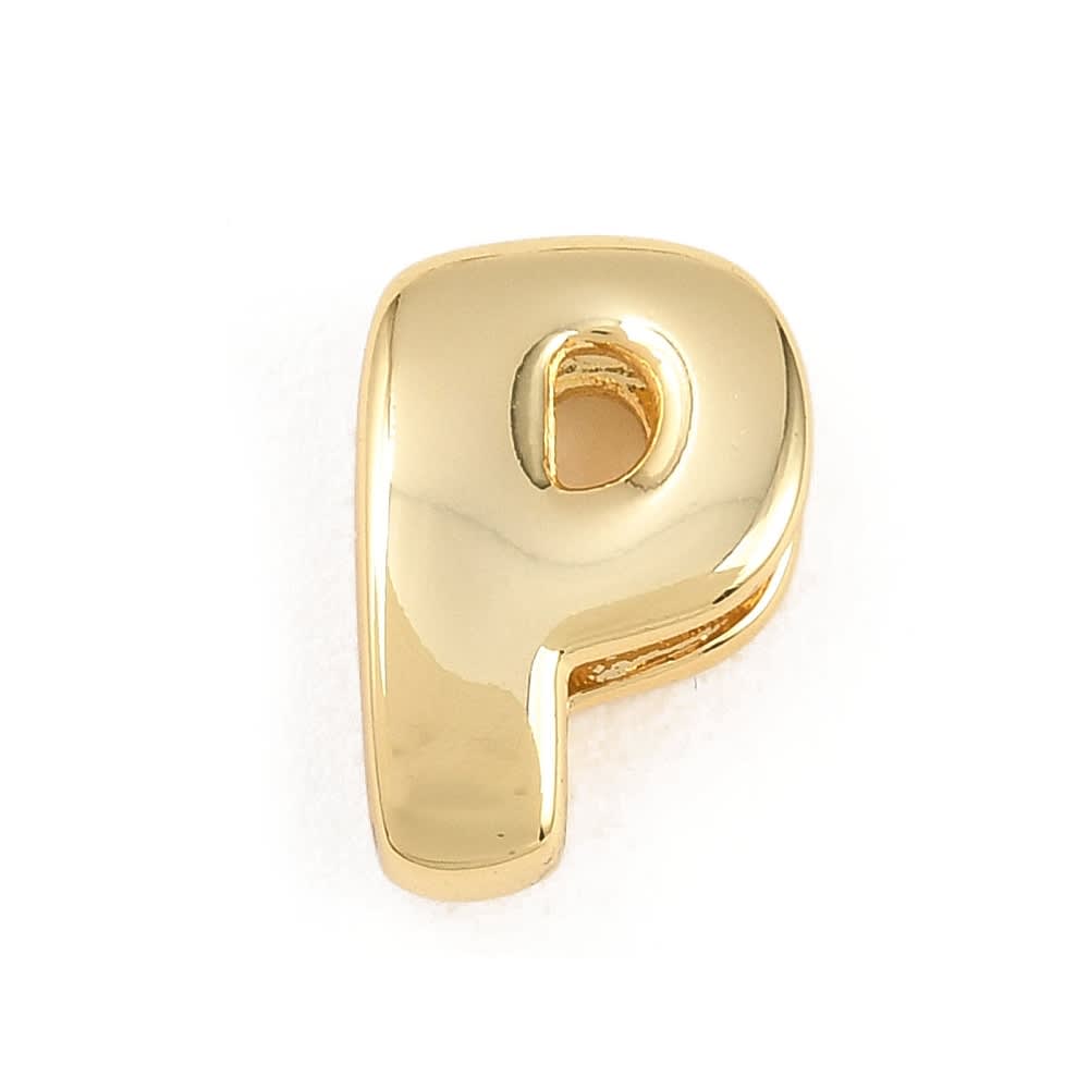 Letras pasadoras orificio grande 15 mm baño de oro / unidad18