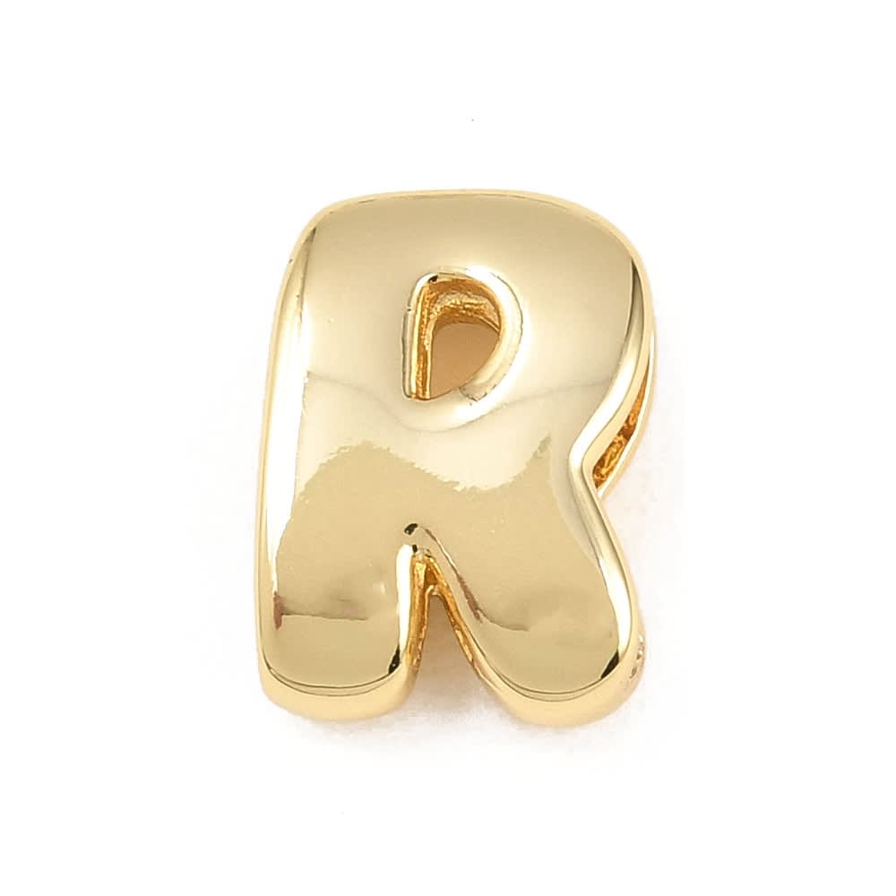 Letras pasadoras orificio grande 15 mm baño de oro / unidad19