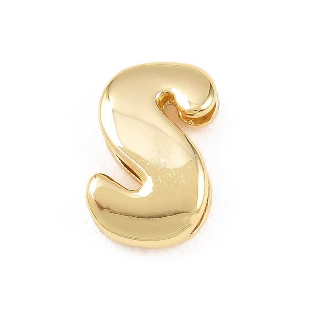 Letras pasadoras orificio grande 15 mm baño de oro / unidad20