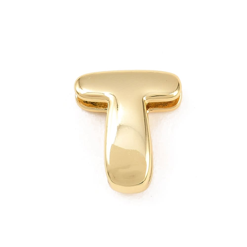 Letras pasadoras orificio grande 15 mm baño de oro / unidad21