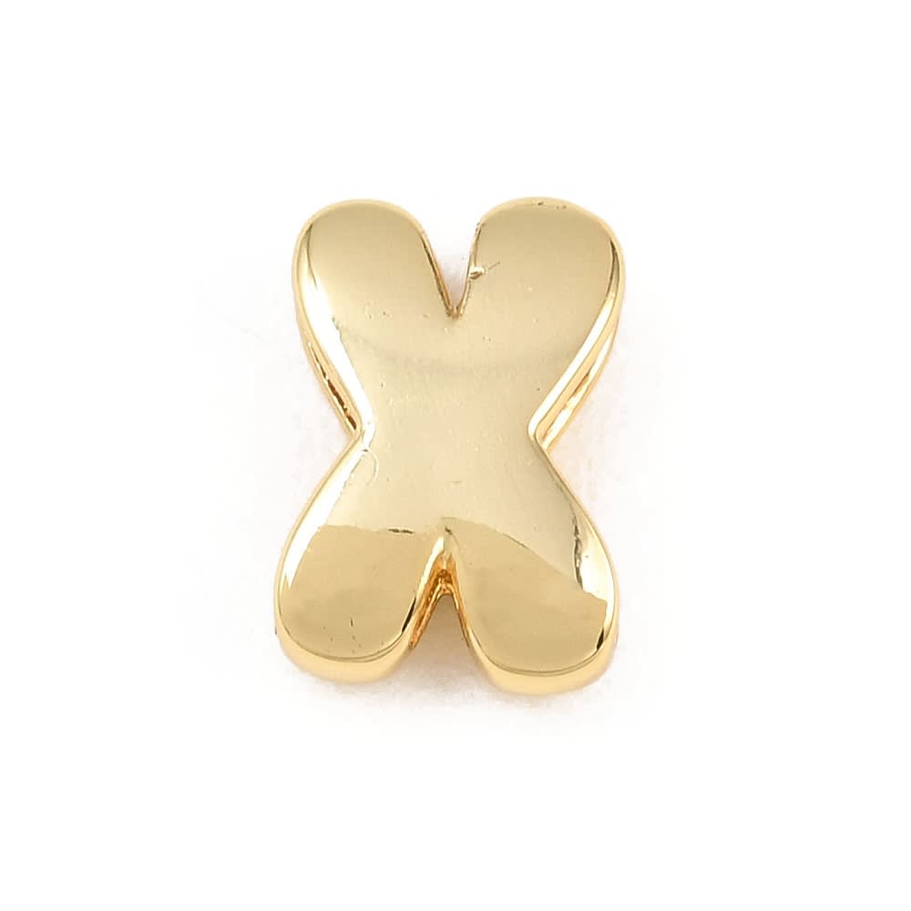 Letras pasadoras orificio grande 15 mm baño de oro / unidad25