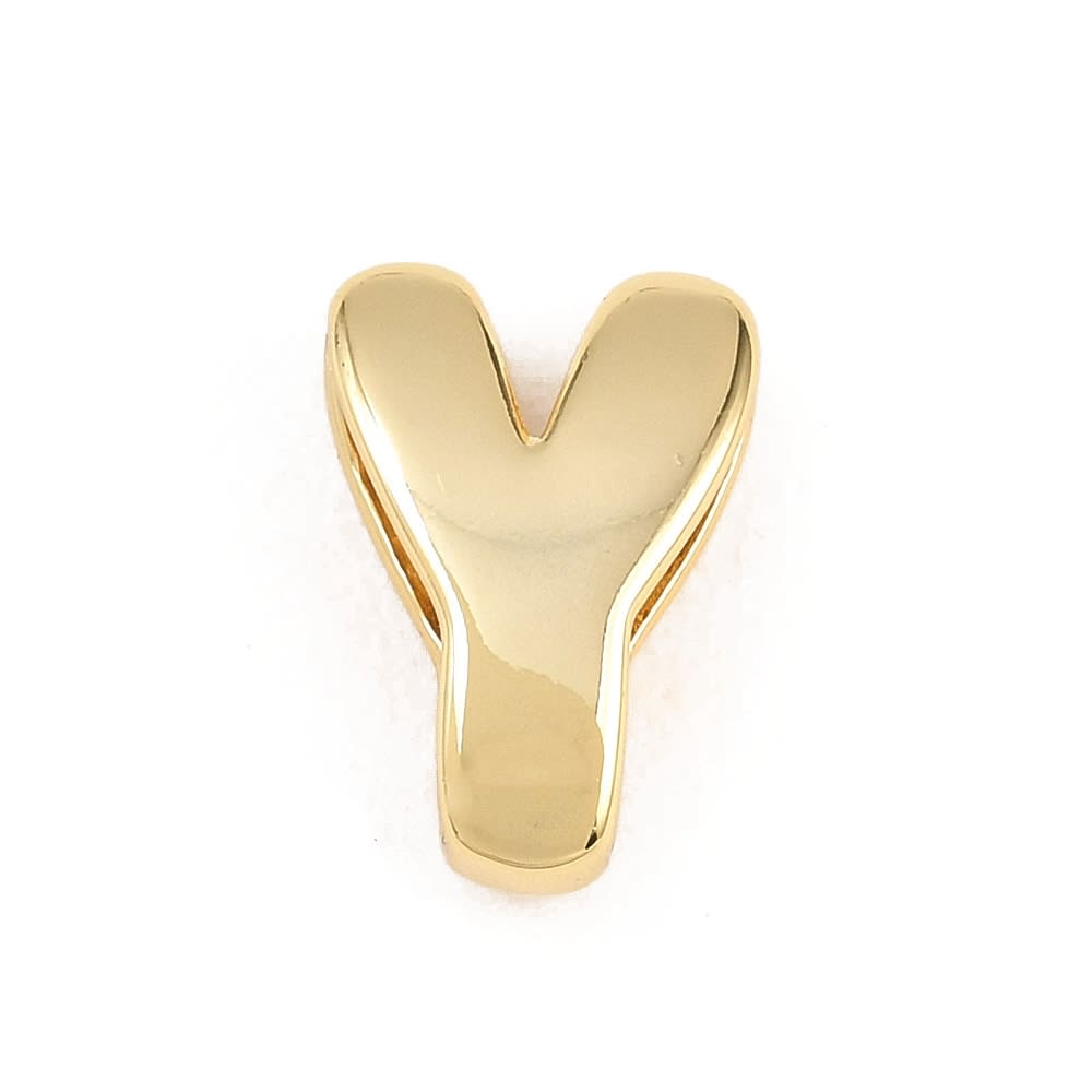 Letras pasadoras orificio grande 15 mm baño de oro / unidad23