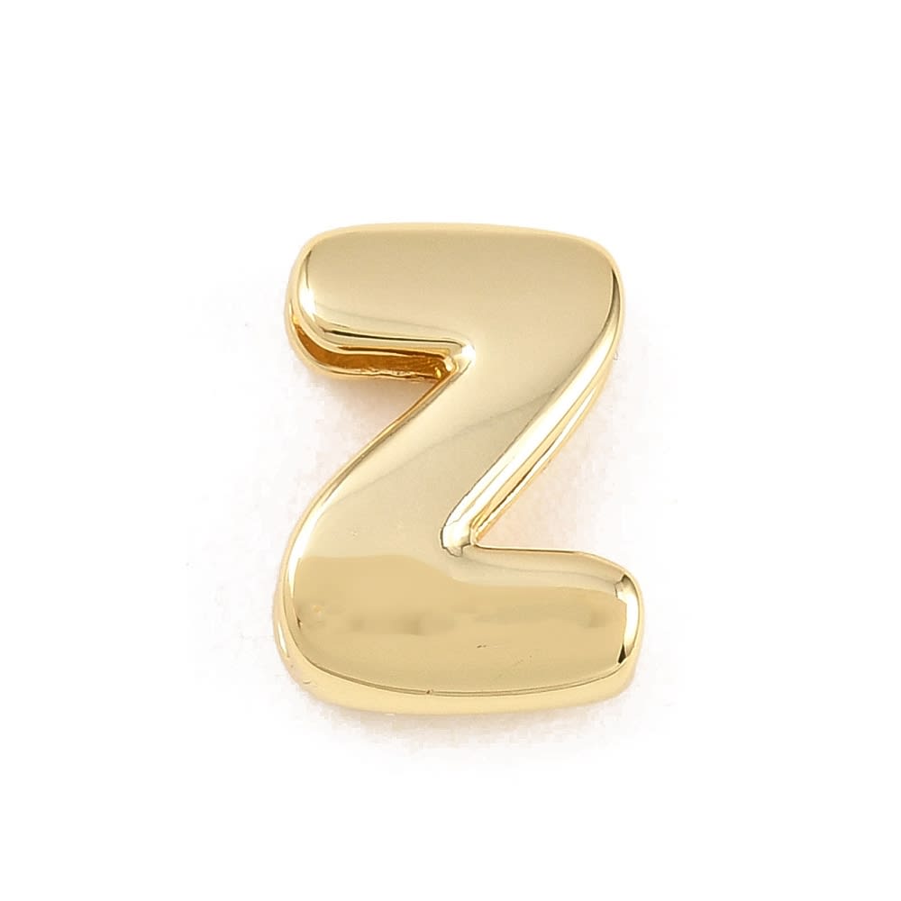 Letras pasadoras orificio grande 15 mm baño de oro / unidad24