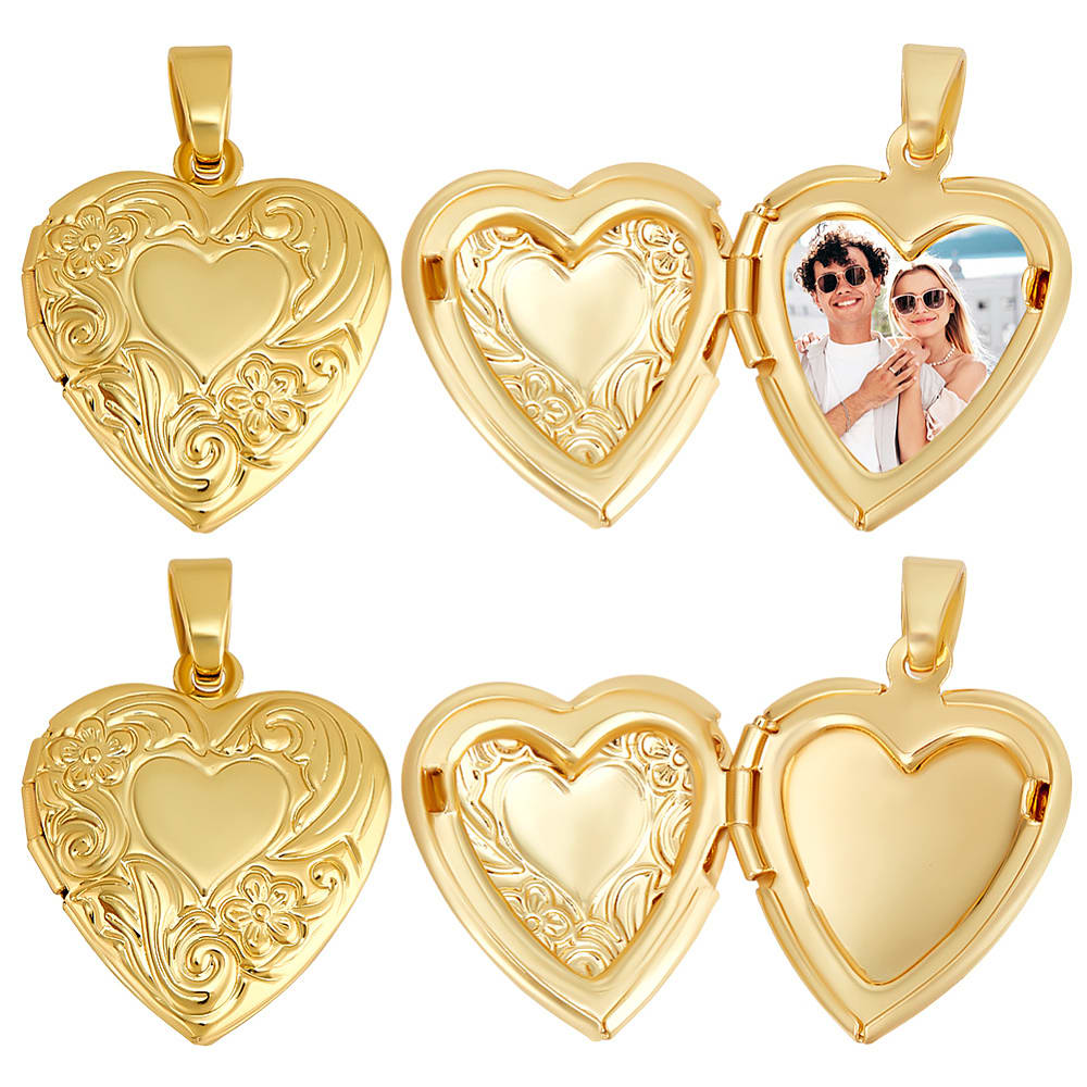 Relicario portafoto locket corazón 22.5 mm baño oro / unidad3