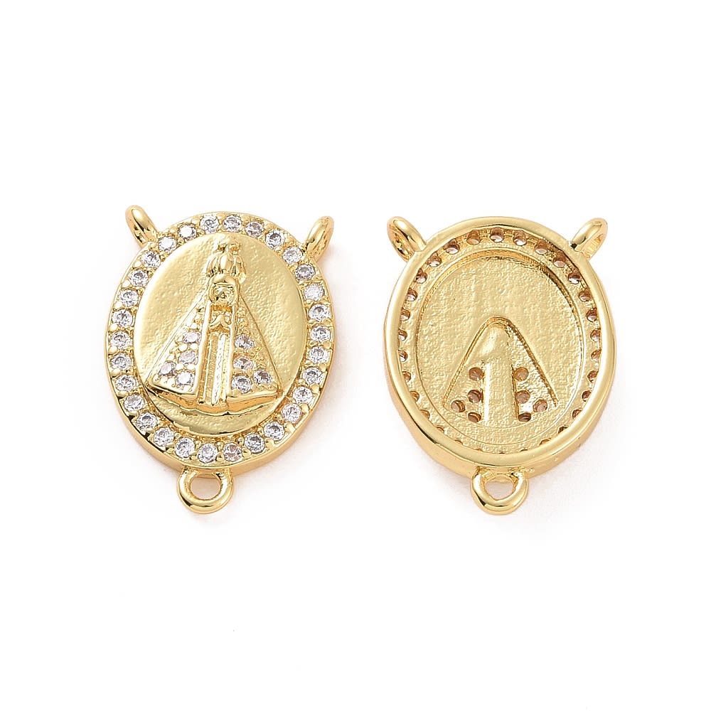 Dije Vitela virgen del valle aparecida 17.5 mm baño oro zircón / unidad2