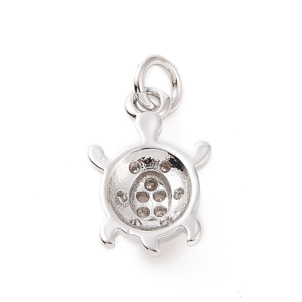 Dije colgante tortuga marina 13.5 mm zircón baño oro platino / unidad5