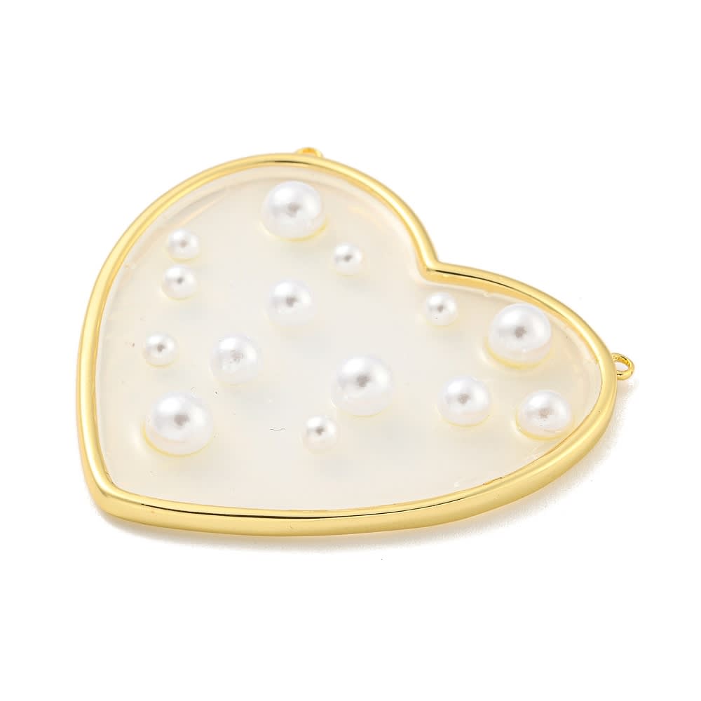 Maxi dije conector corazón resina perlas 49 mm baño de oro / unidad2