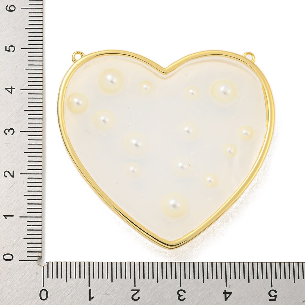 Maxi dije conector corazón resina perlas 49 mm baño de oro / unidad3