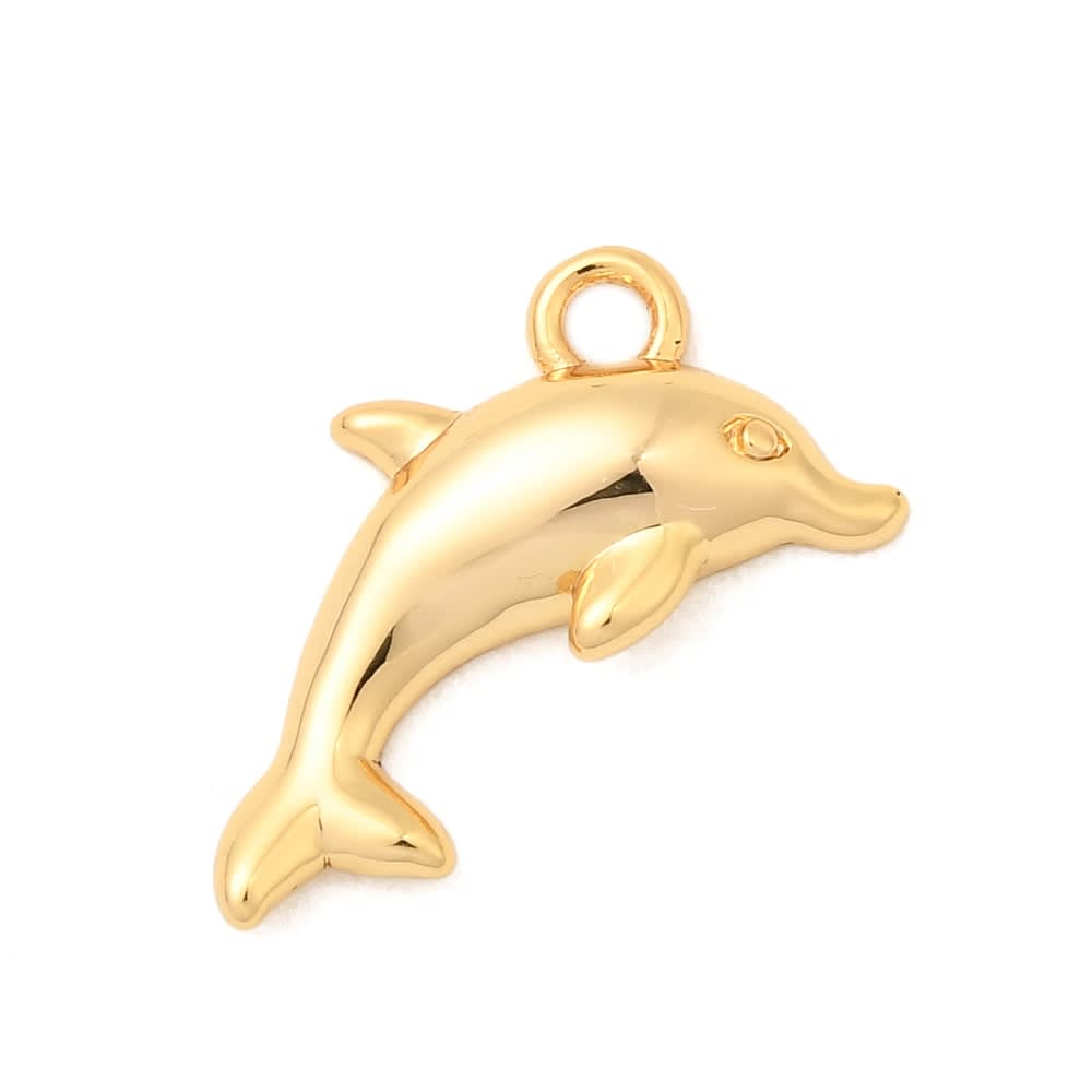 Dije colgante delfín 14 mm baño oro / unidad1
