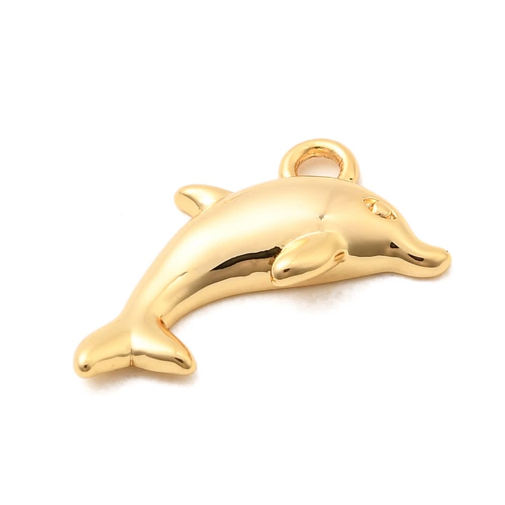 Dije colgante delfín 14 mm baño oro / unidad2