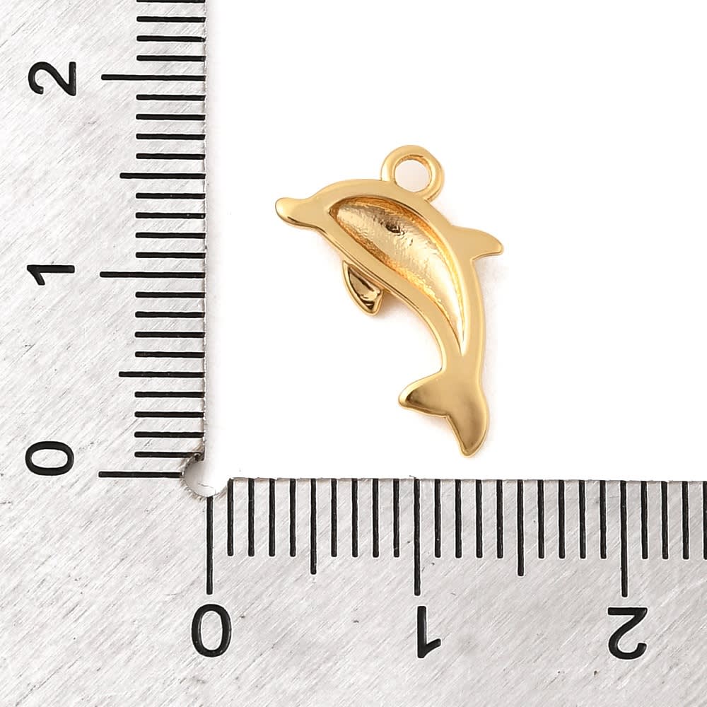 Dije colgante delfín 14 mm baño oro / unidad3