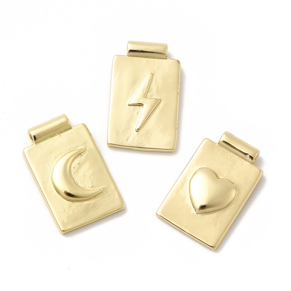 Dije pasador escapulario luna rayo corazón baño de oro / unidad1