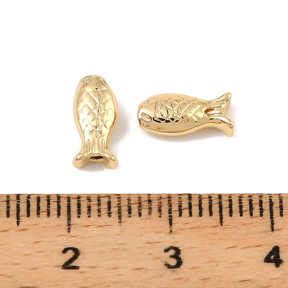 Dije pasador pez mar 9.5 mm baño oro / unidad3