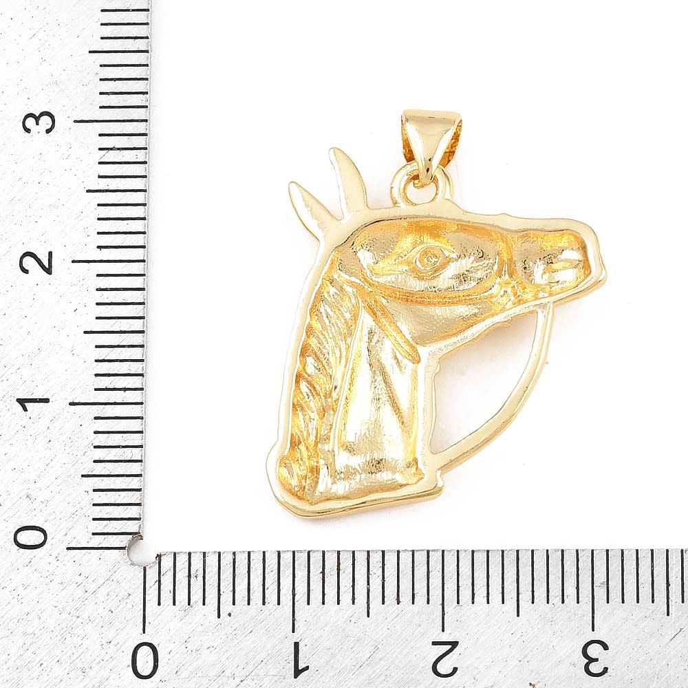 Dije colgante caballo 25.3x23.5 mm baño de oro / unidad3