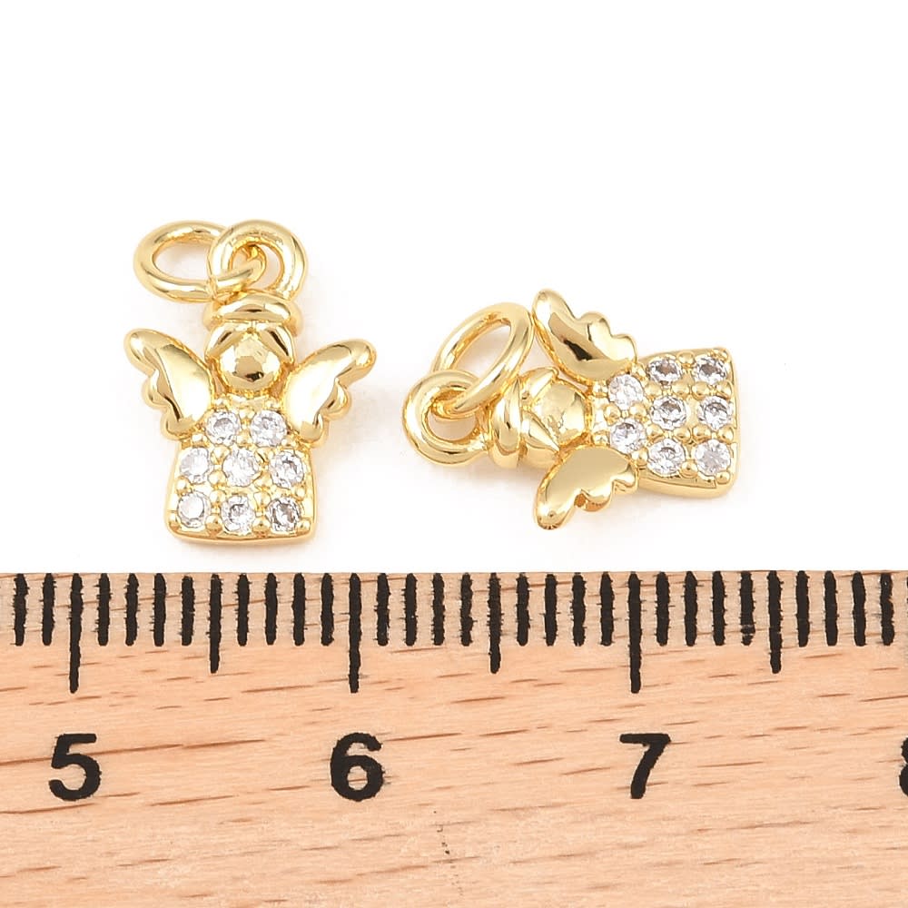 Dije colgante angel 12x9 mm baño oro zircón / unidad3