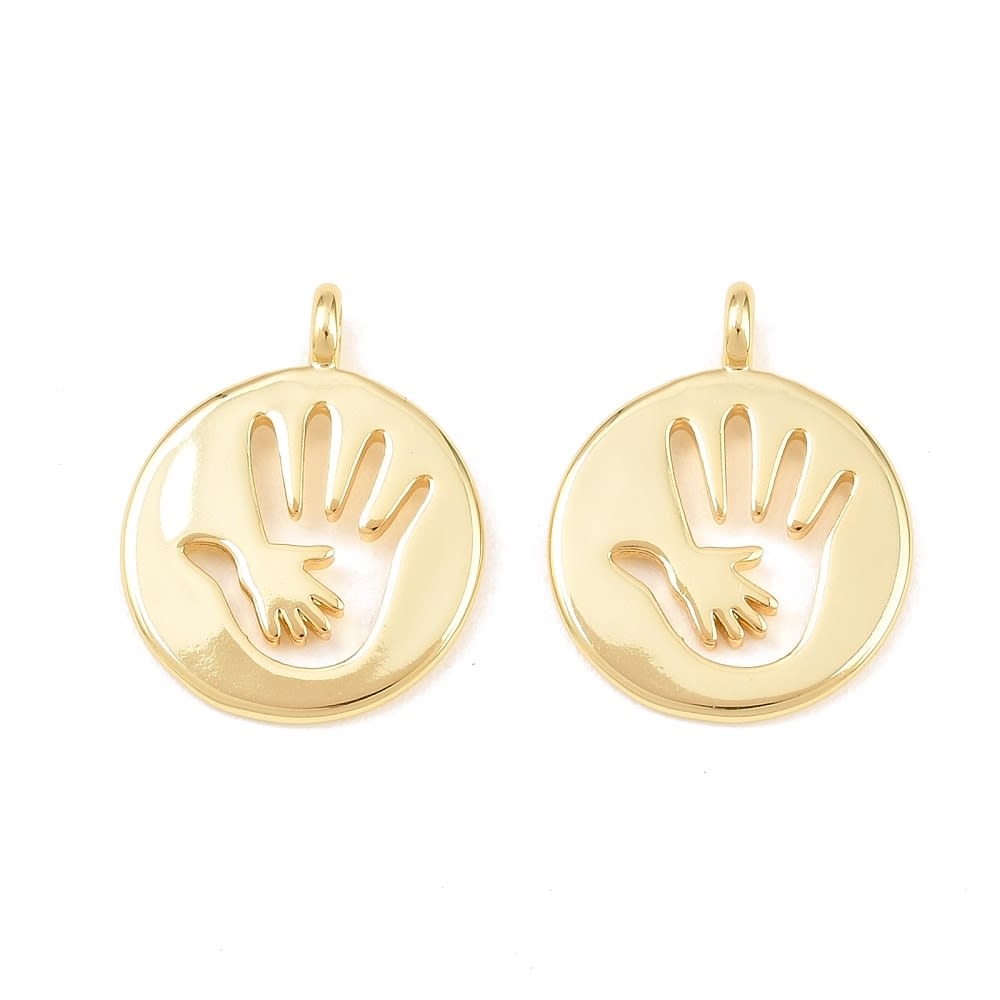 Dije colgante manos mamá familia 22 mm baño de oro / unidad1