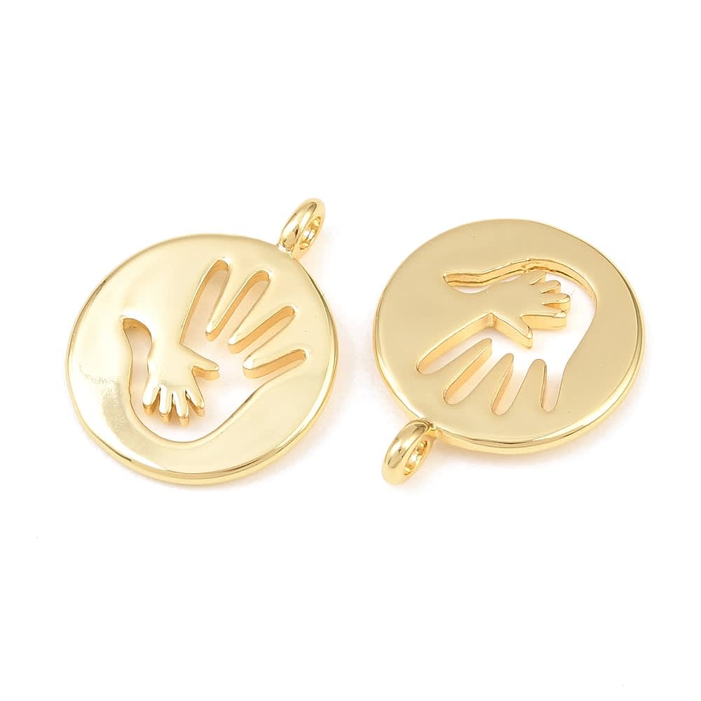 Dije colgante manos mamá familia 22 mm baño de oro / unidad2