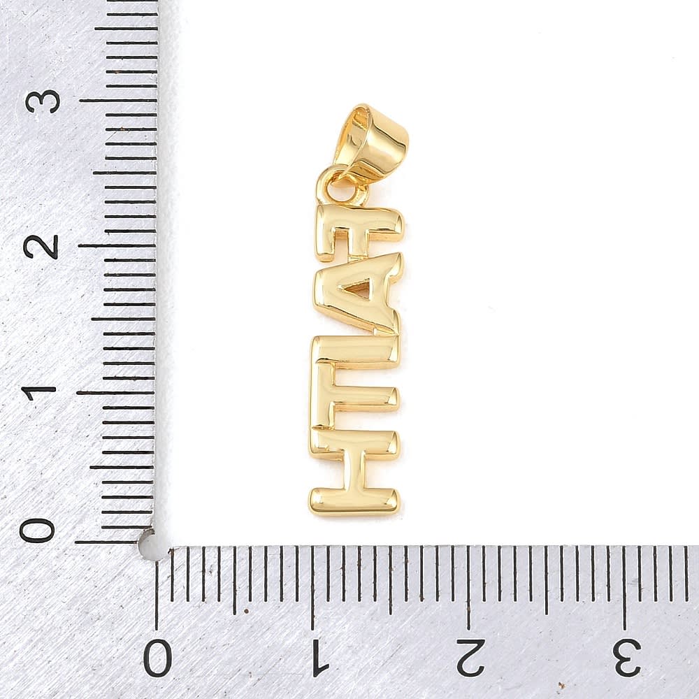 Dije colgante fe faith vertical 24x6 mm baño de oro / unidad3