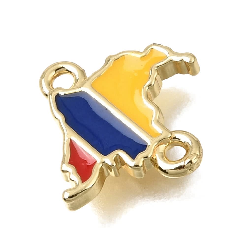 Dije conector esmaltado mapa de Colombia 13.5 mm baño oro / unidad2