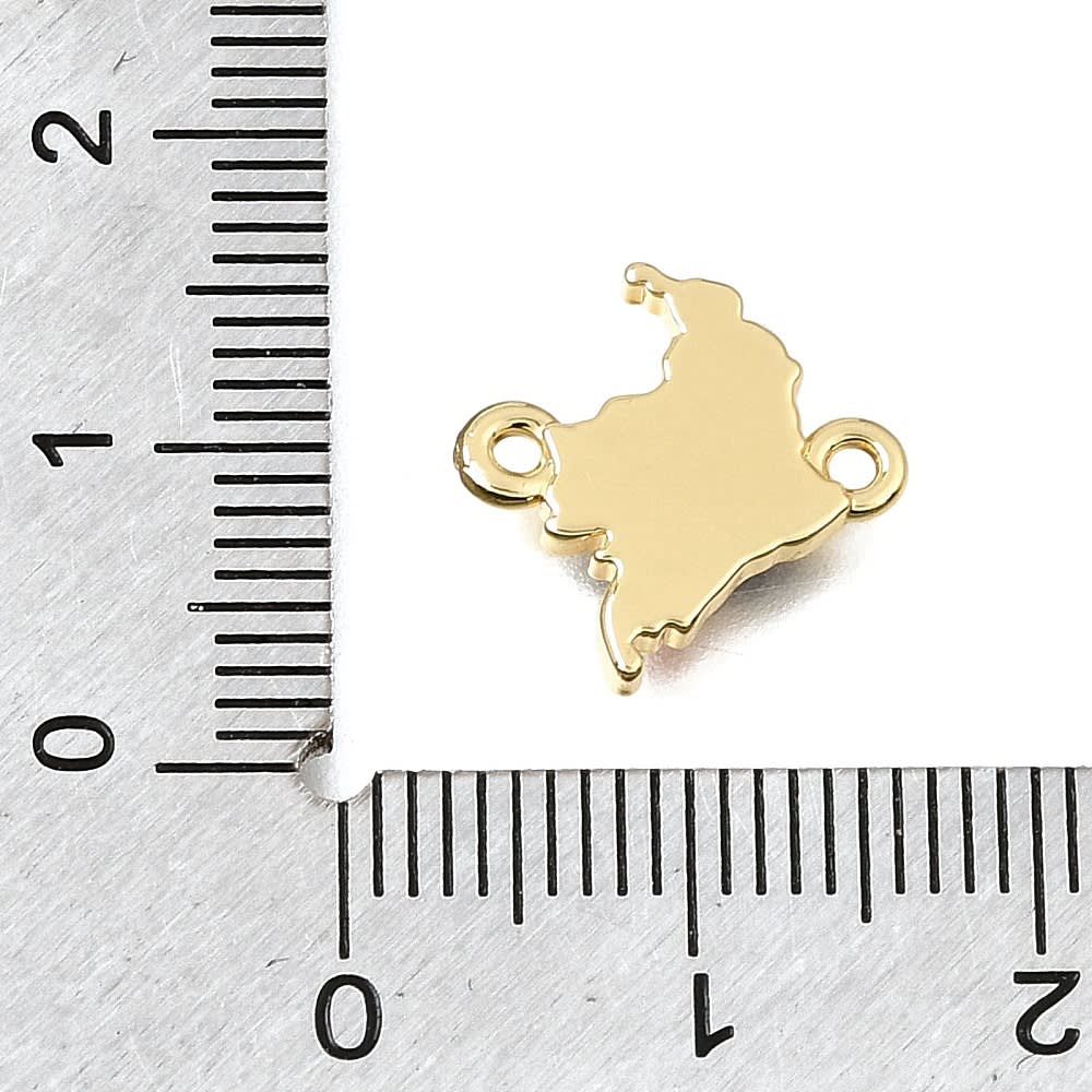 Dije conector esmaltado mapa de Colombia 13.5 mm baño oro / unidad3
