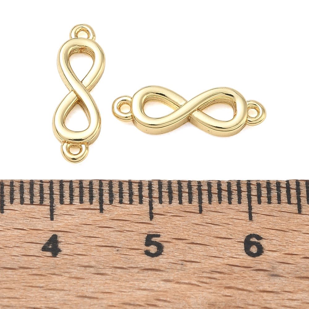 Dije conector infinito puffy 16 mm baño de oro platino / unidad5