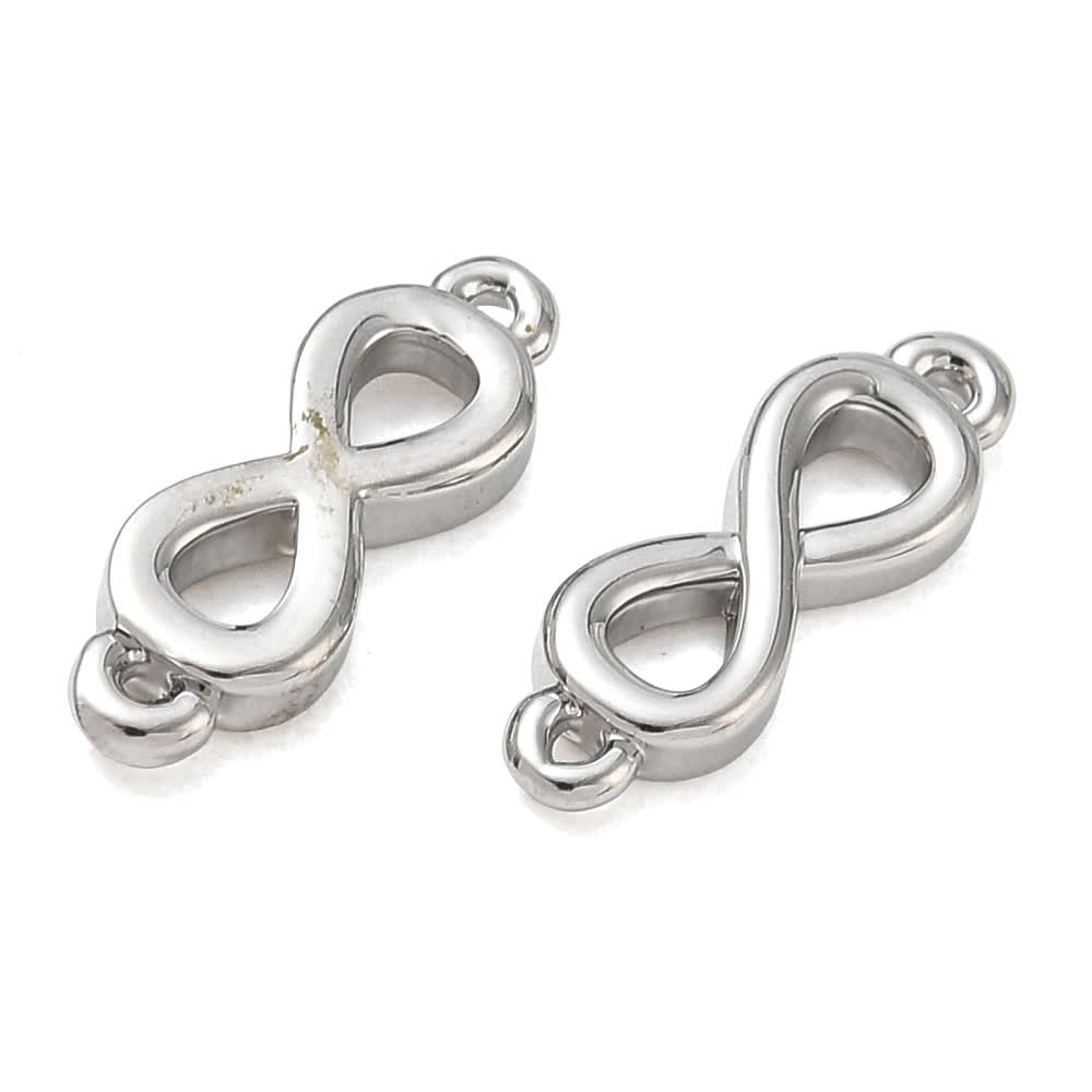Dije conector infinito puffy 16 mm baño de oro platino / unidad2